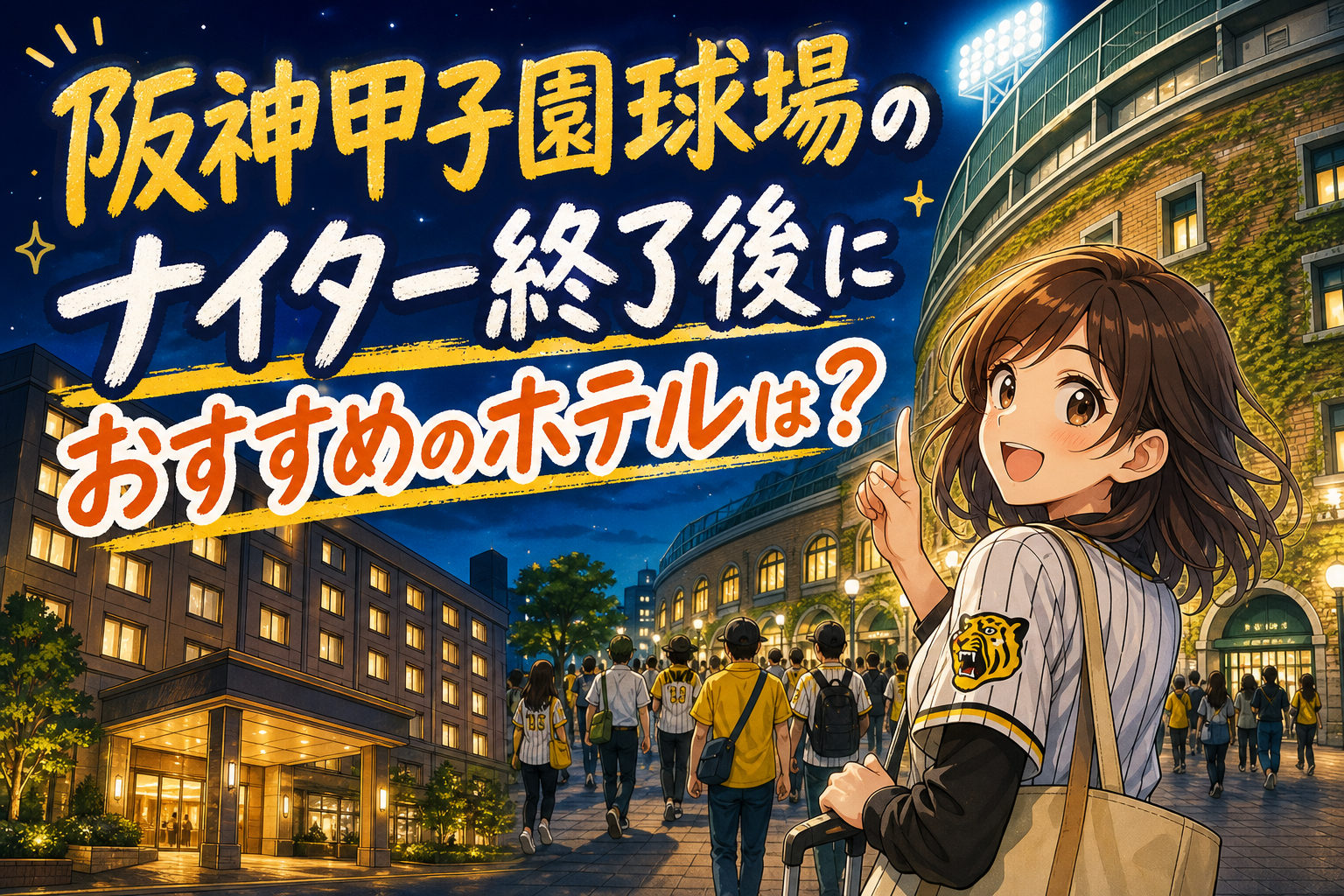 阪神甲子園球場のナイター終了後におすすめのホテルは？
