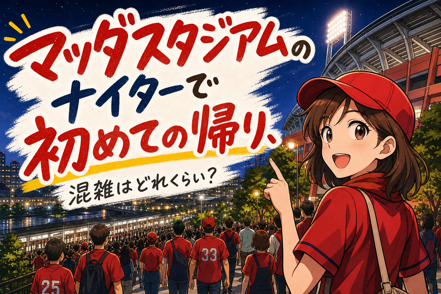 マツダスタジアムのナイターで初めての帰り、混雑はどれくらい?