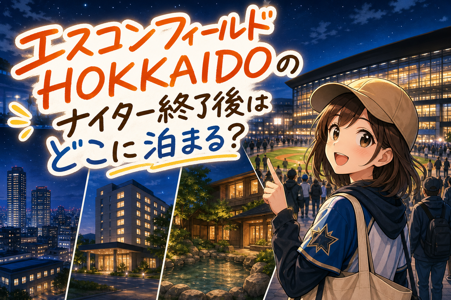 エスコンフィールドHOKKAIDOのナイター終了後はどこに泊まる？
