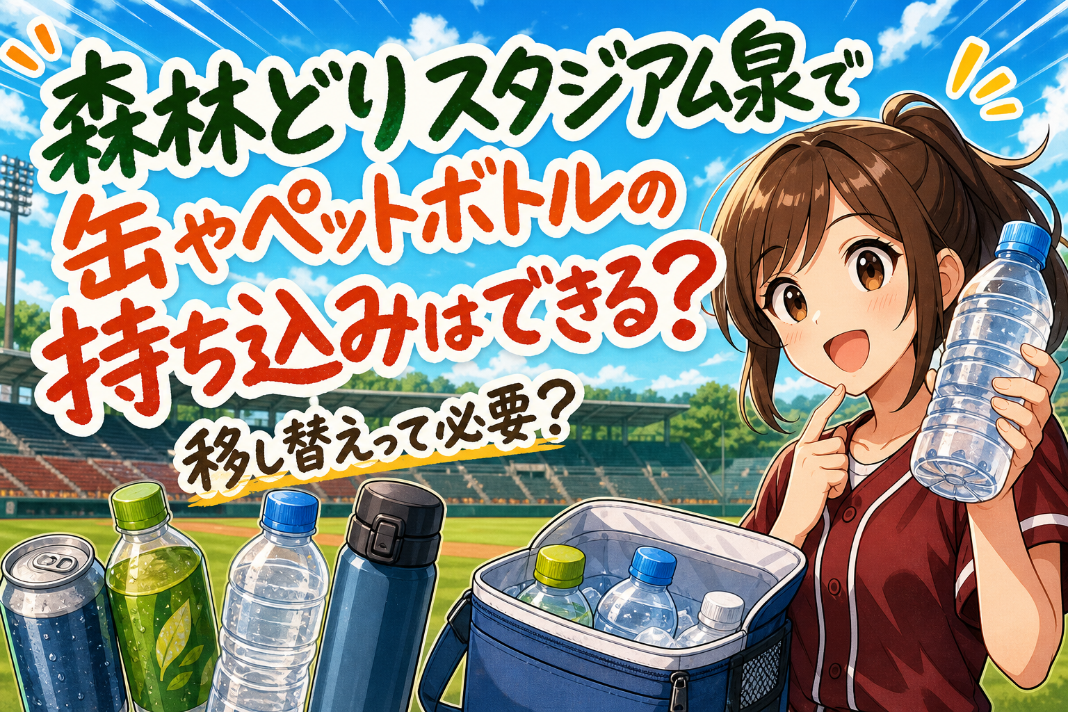 森林どりスタジアム泉で缶やペットボトルの持ち込みはできる？移し替えって必要？