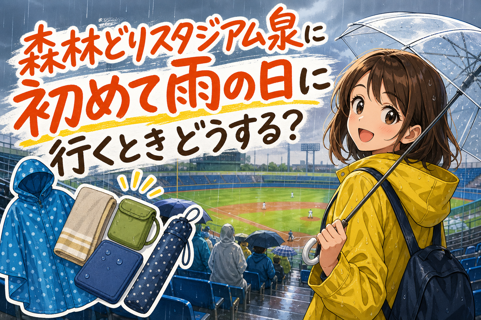 森林どりスタジアム泉に初めて雨の日に行くときどうする？