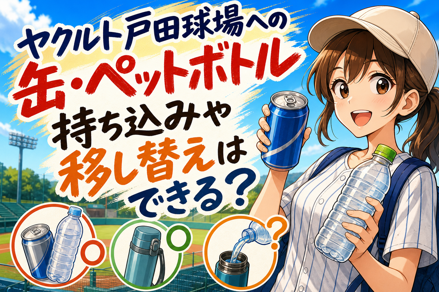 ヤクルト戸田球場への缶・ペットボトル持ち込みや移し替えはできる？